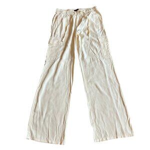 Sanctuary Cream Cargo Pants Wide Leg Drawstring Waist Size Small Women's NWT